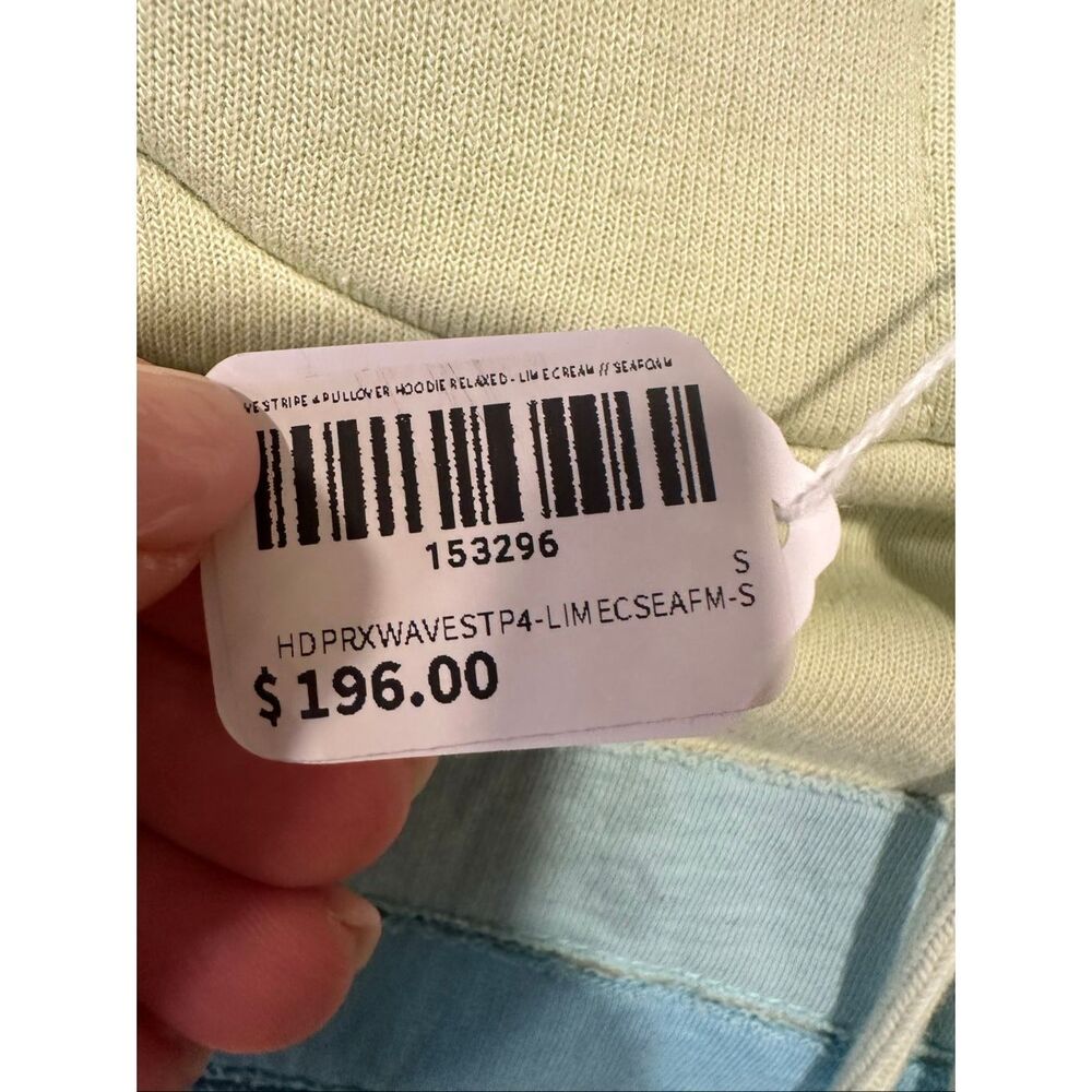 Aviator Nation Hoodie Rainbow Stripe Pullover Lime Green Relaxed Sweatshirt S NW - Picture 4 of 8